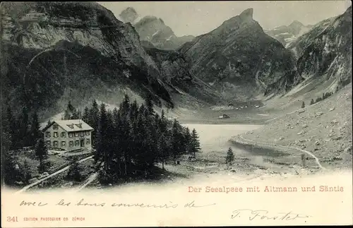 Ak Teufen Kanton Appenzell Ausserrhoden Schweiz, Der Seealpsee mit Altmann und Säntis