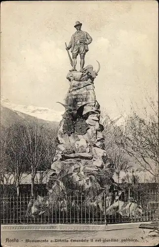 Ak Aosta Aostatal, Monumento a Vittorio Emanuele II nel giardino pubblico