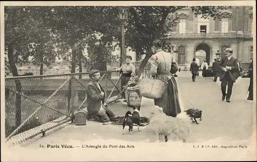 Ak Paris, Paris Vecu, L'Aveugle du Pont des Arts