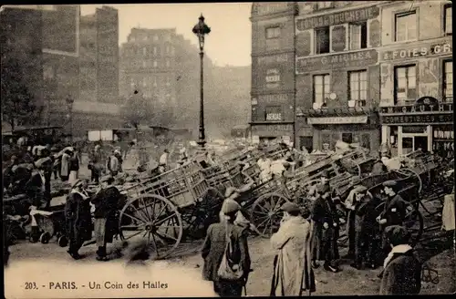 Ak Paris I., Un Coin des Halles, Marktplatz, Boucherie Michea