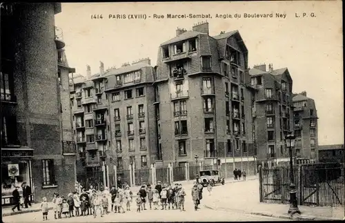 Ak Paris XVIII, Rue Marcel Sembat, Boulevard Ney, Kindergruppe