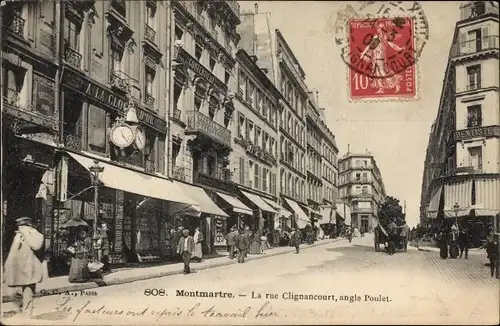 Ak Paris XVIII, la Rue Clingnancourt, Dentiste, Rue Poulet, A la Cloche d'Or