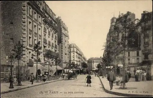 Ak Paris XVIII, Rue Custine, Geschäfte