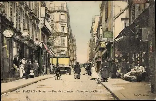 Ak Paris XVII, Rue des Dames, Avenue de Clichy, Geschäfte