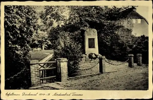 Ak Tossens Butjadingen Wesermarsch, Gefallenendenkmal 1914-1918, Kriegerdenkmal