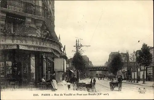 Ak Paris XV., Rue de Vouille et Pont aux Boeufs, Cafe