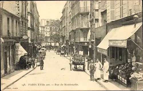 Ak Paris XVII., Rue de Montenotte, Geschäfte