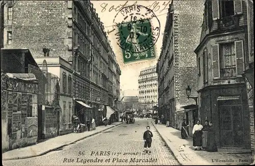 Ak Paris XVII., Rue Legendre et Place Marcadet, Restaurant