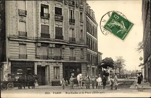 Ak Paris XVI., Rue Gudin et la Place, Cordonnerie Nouvelle