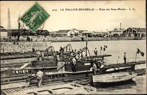 Ak La Pallice Rochelle Charente Maritime, Poste des Sous Marins, Französische U Boote