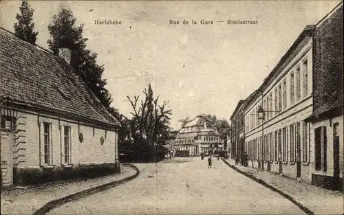 Ak Harlebeke Harelbeke Westflandern, Rue de la Gare