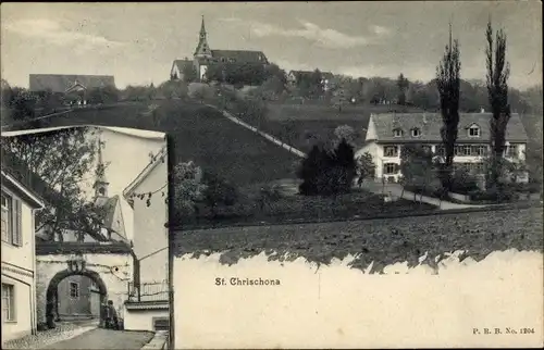 Ak Bettingen Kanton Basel Stadt, Berg Sankt Chrischona, Kirche, Tor