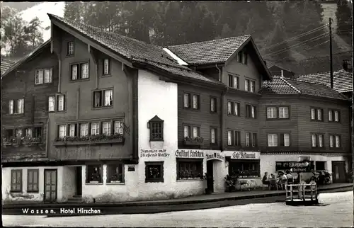 Ak Wassen Kt Uri Schweiz, Gasthof und Hotel Hirschen, Sustenstraße