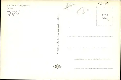 Ak Leiden Südholland Niederlande, RK HBS Kagerstraat