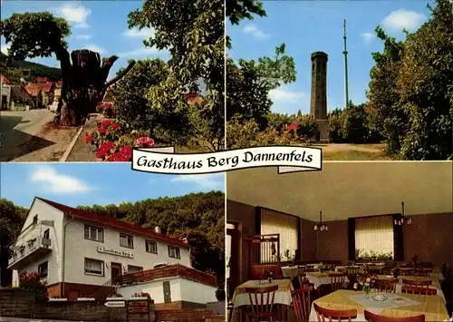 Ak Dannenfels im Donnersbergkreis, Gasthaus Pension Berg, Aussichtsturm