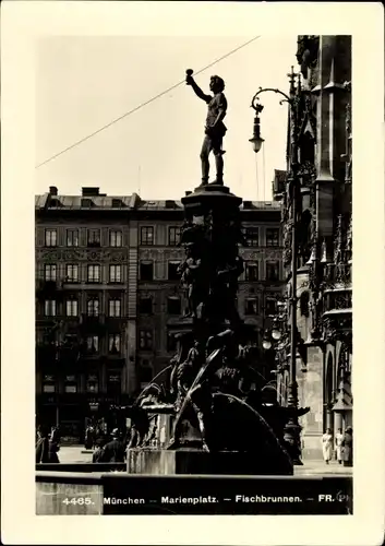 Ak München, Marienplatz, Fischbrunnen, Konrad Knoll