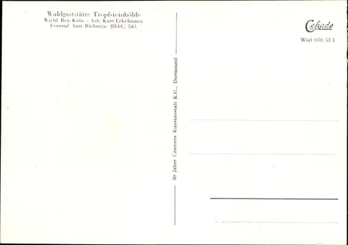 Ak Wiehl im Oberbergischen Kreis, Waldgasthof Tropfsteinhöhle