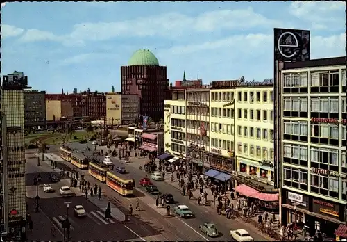 Ak Hannover in Niedersachsen, Café Kröpcke und Georgstraße, Tram, Anzeigerhochhaus