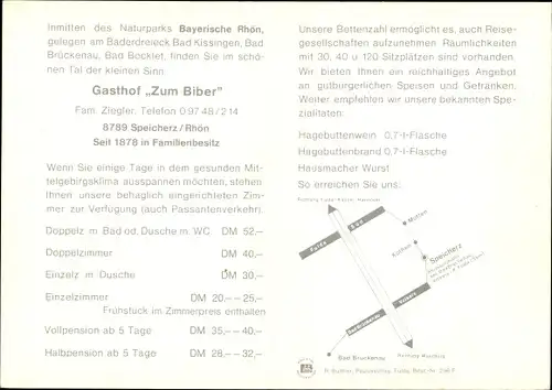 Ak Speicherz Motten in Unterfranken, Gasthof zum Biber