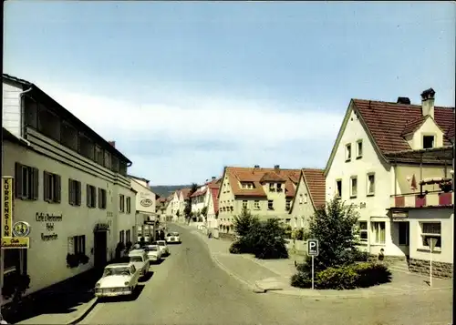 Ak Bad Bocklet in Unterfranken, Hotel Café, Straßenpartie