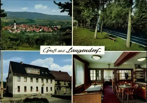 Ak Langendorf Elfershausen Unterfranken Bayern, Gasthaus Leo Endres, Ortsblick