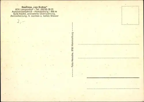 Ak Langendorf Elfershausen Unterfranken Bayern, Gasthaus Leo Endres, Ortsblick