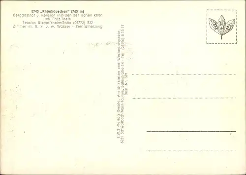 Ak Bischofsheim an der Rhön, Rhönhäuschen, Berggasthof und Pension, Auto