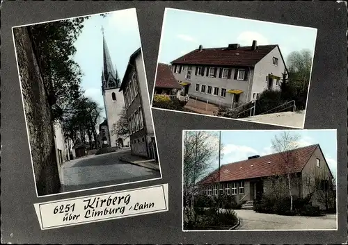 Ak Kirberg Hünfelden im Taunus Hessen, Straßenpartie, Kirche