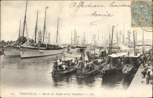 Ak Trouville Calvados, Bassin des Yachts et les Torpilleurs