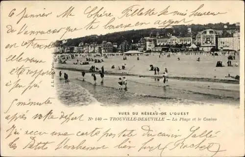 Ak Trouville Deauville Calvados, La Plage, Le Casino