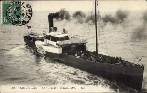 Ak Trouville Calvados, La Touques en pleine mer, Salondampfer