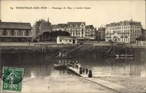 Ak Trouville sur Mer Calvados, Passage du Bac a maree basse