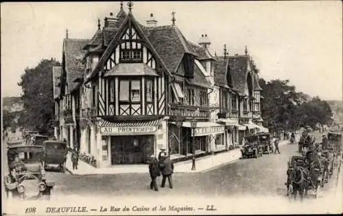 Ak Deauville Calvados, La Rue du Casino, Les Magasins