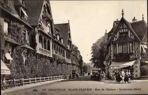Ak Deauville La Plage Fleurie Calvados, Rue de l'Ecluse, Normandy Hotel