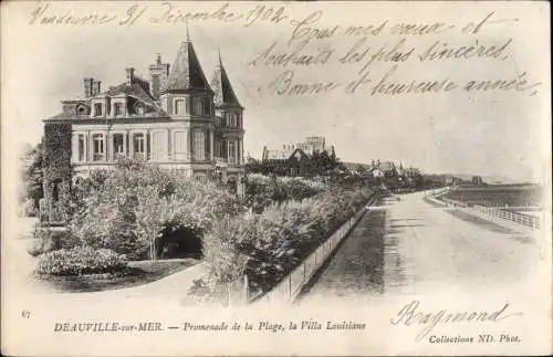 Ak Deauville sur Mer Calvados, Promenade de la Plage, La Villa Louisiane