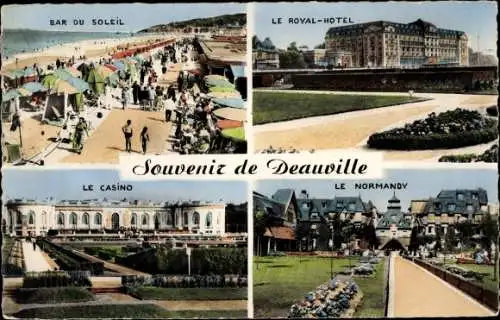 Ak Deauville Calvados, Le Casino, Le Normandy, Le Royal Hotel, Bar du Soleil