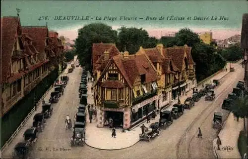 Ak Deauville La Plage Fleurie Calvados, Rues de l'Ecluse et Desire Le Hoc