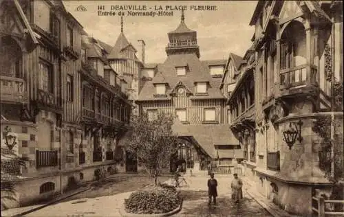 Ak Deauville Calvados, La Plage Fleurie, Entrée du Normandy Hôtel