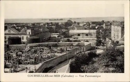 Ak Courseulles Calvados, vue panoramique, Friedhof