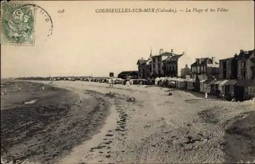 Ak Courseulles Calvados, la Plage et les Villas