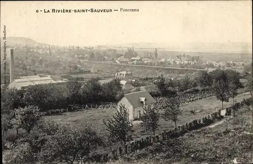 Ak La Riviere Saint Sauveur Calvados, Panoramablick