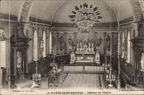 Ak La Riviere Saint Sauveur Calvados, Intérieur de l'Église