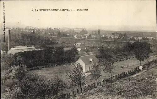 Ak La Riviere Saint Sauveur Calvados, Panoramablick