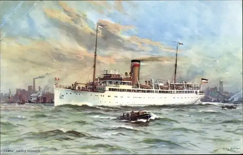 Künstler Ak Stöwer, Willy, HAPAG Turbinen Schnelldampfer Cobra, Seebäderdienst