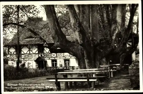 Ak Burggaillenreuth Ebermannstadt in Oberfranken, Schlossrestauration, Forsthaus Burggaillenreuth