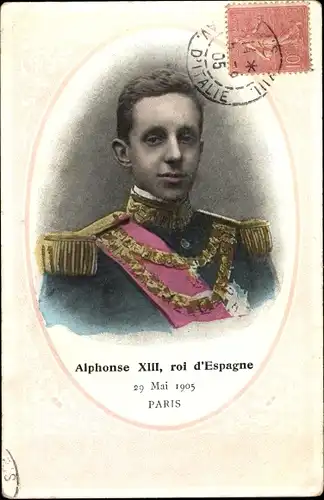 Ak Alphonse XIII, Alfonso, Roi d'Espagne