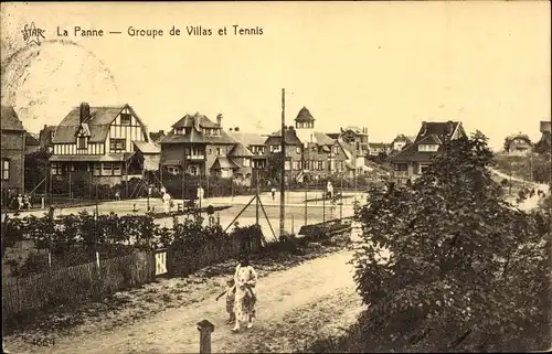 Ak La Panne Westflandern, Groupe de Villas et Tennis, Tennisplatz