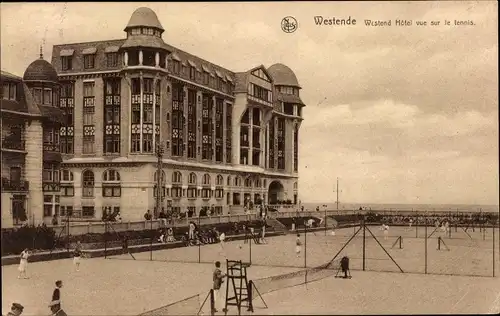 Ak Westende Westflandern, Westend Hotel vue sur le tennis, Tennisplatz