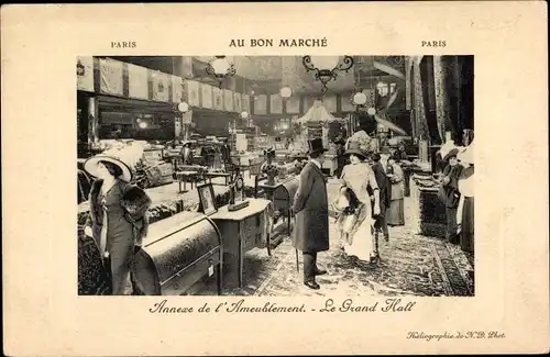 Ak Paris Frankreich, Au Bon Marche, Annexe de l'Ameublement, Le Grand Hall
