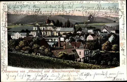 Ak Wambierzyce Albendorf Schlesien, Panorama mit Heuscheuergebirge